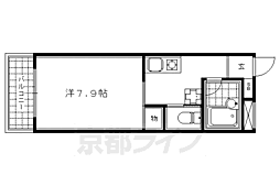 リバーパレス白川 1Kの間取図画像