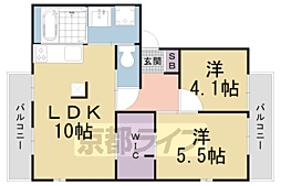 ドミールカンザカB棟 2LDKの間取図画像