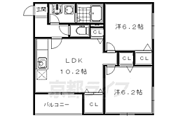 ベルビュー太秦 2LDKの間取図画像