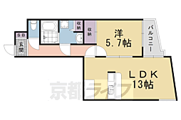 カサグランデ嵯峨野 1LDKの間取図画像