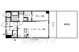 グランデュア京東一条 1LDKの間取図画像