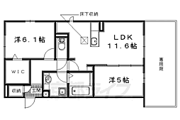 ココカルティエ 2LDKの間取図画像