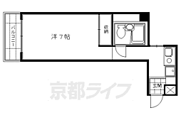 メルディアキューブ観月橋 1Kの間取図画像