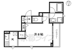 シャーメゾンろくはら 1Kの間取図画像