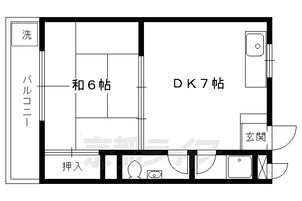 榊田マンション 202｜京都府京都市北区上賀茂榊田町(賃貸マンション1DK・2階・27.00㎡)の写真 その2