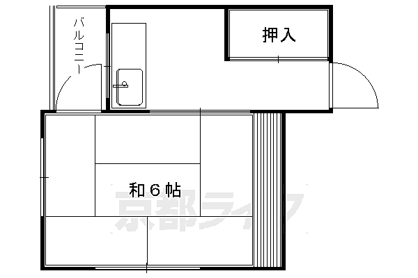 岡田アパート 12｜京都府京都市左京区吉田中大路町(賃貸アパート1K・2階・17.65㎡)の写真 その2