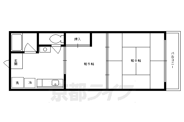 中嶋マンション A1｜京都府京都市北区紫竹西北町(賃貸マンション2K・2階・30.00㎡)の写真 その2