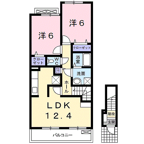 クレードル 202｜和歌山県和歌山市有本(賃貸アパート2LDK・2階・59.55㎡)の写真 その2