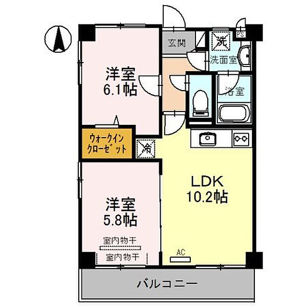 エステート高砂 101｜和歌山県和歌山市中之島(賃貸マンション2LDK・1階・50.41㎡)の写真 その2