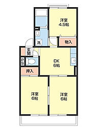 セジュールK 3DKの間取図画像