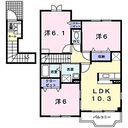エスペランサ2 3LDKの間取図画像
