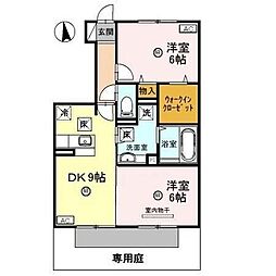 D-roomシルクマムB 2DKの間取図画像