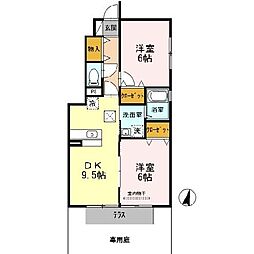 セジュールベル 2DKの間取図画像