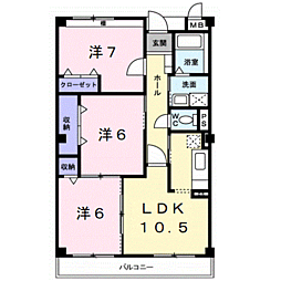 カーサグリーン2 3LDKの間取図画像