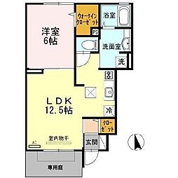 ミル・クレール 1LDKの間取図画像