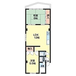 サンハイツ中之島 2LDKの間取図画像