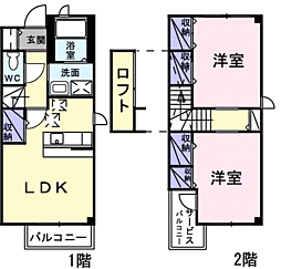 サンワード1 2LDKの間取図画像