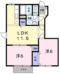 シェリジェ・ミムラ1 2LDKの間取図画像