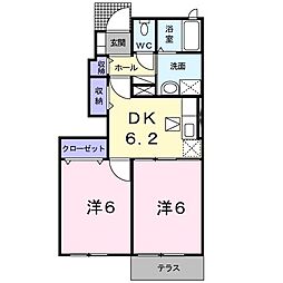 カーサステラ 2DKの間取図画像