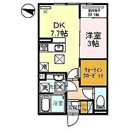 ファミール中之島 1DKの間取図画像