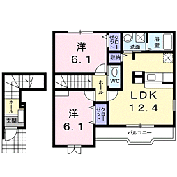 グレース尾崎 2LDKの間取図画像