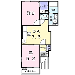 エルドベーレハイムA 2DKの間取図画像