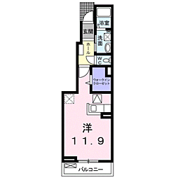 クレアコート1 ワンルームの間取図画像