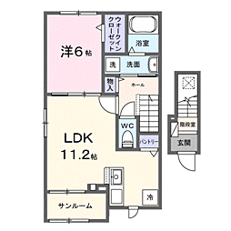 ドリーム岩出 1LDKの間取図画像