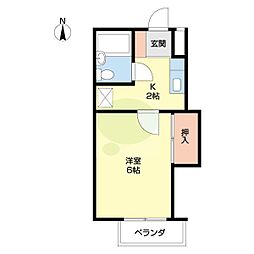 メゾンフェリス栄谷 1Kの間取図画像