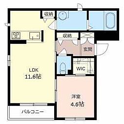 ベレオ堀止西 1LDKの間取図画像