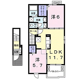 ベル・ファミーユ2 2LDKの間取図画像