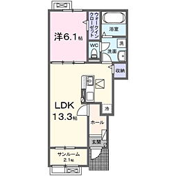 マナオラナI 1LDKの間取図画像