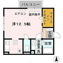 あーばんはいつ神前A ワンルームの間取図画像