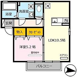 ピーチ荘 1LDKの間取図画像