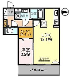 D-room宇須光 1LDKの間取図画像