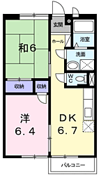 シャルム岩出 2DKの間取図画像