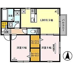 リアン太田 2LDKの間取図画像