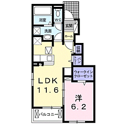 エルフォルクしらさぎ台 1LDKの間取図画像
