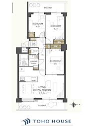 ダイアパレスアクティブシティ鶴見 3LDKの間取図画像