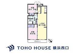 ラムズヒル蒔田 2LDKの間取図画像