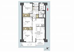 第一磯子ハイツ 3LDKの間取図画像
