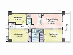 クリオ新横浜北参番館 3LDKの間取図画像
