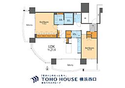 M.M.TOWERSザ・サウス 2LDKの間取図画像