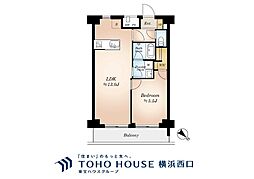 ピュアシティ横浜 1LDKの間取図画像
