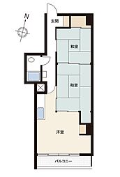 麻布霞町マンション 2DKの間取図画像