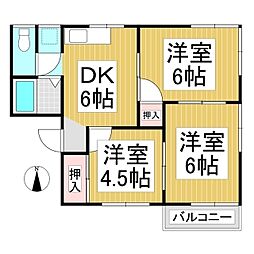 アトゥレ若葉 3DKの間取図画像