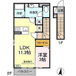 蔵谷ハイツ 1LDKの間取図画像