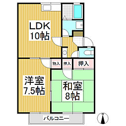 メゾンリポーズA 2LDKの間取図画像