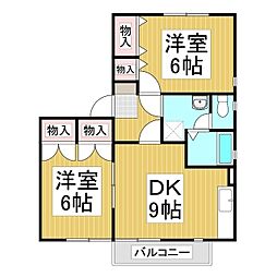 エバンスタウンコスモA 2DKの間取図画像