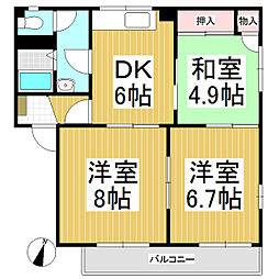 エスポワールSHODA・W 3DKの間取図画像